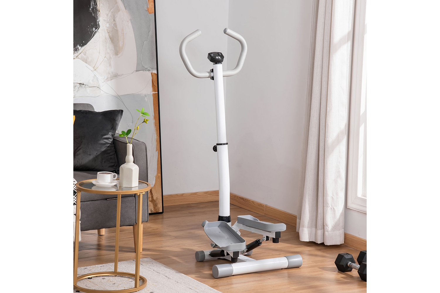 Homcom Adjustable Twist Stepper Workout Machine | White/Grey