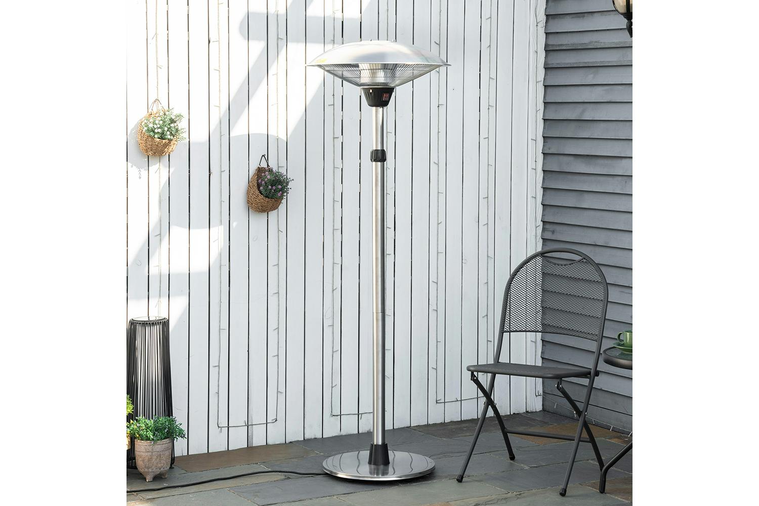 Outsunny Freestanding Infrared Outdoor Heater with Adjustable Height | Silver