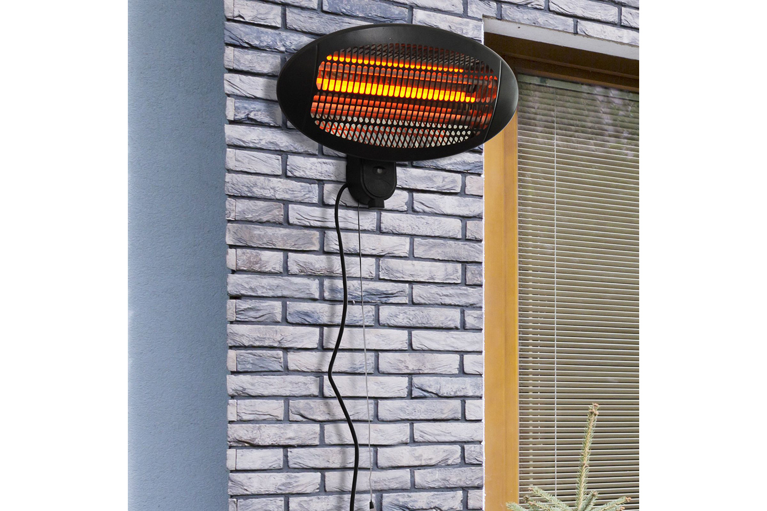 Outsunny Wall Mount Electric Infrared Patio Heater | Black