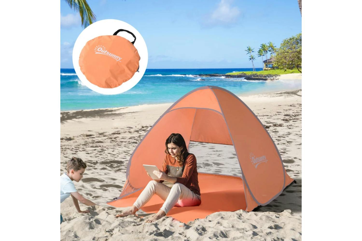 Outsunny 2 Person Pop Up Shelter | Orange