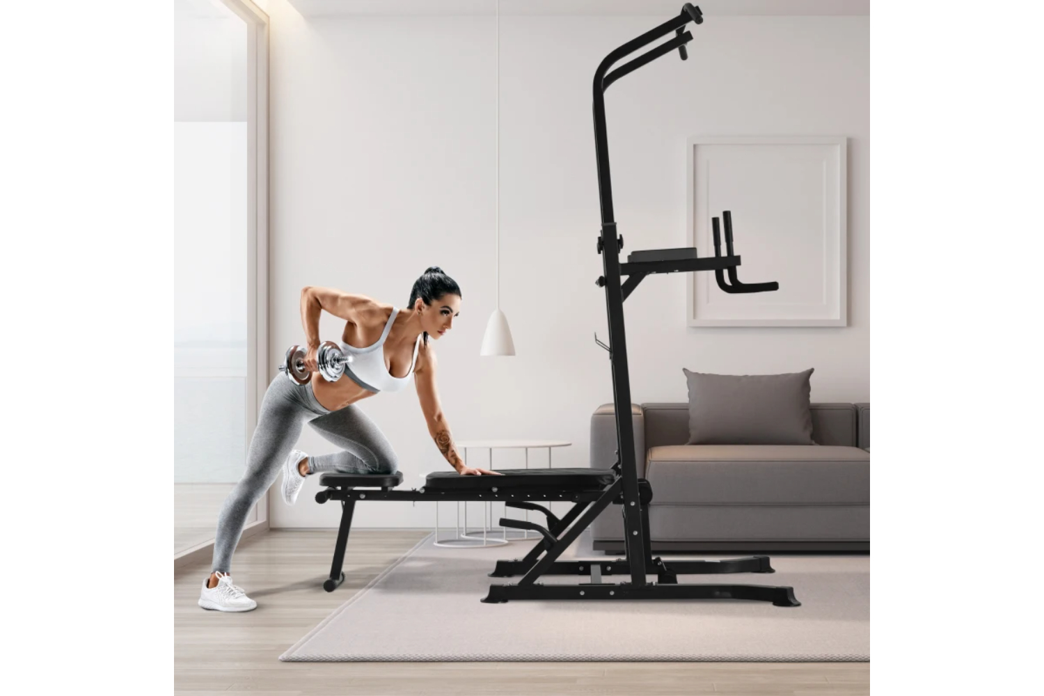 Homcom Adjustable Multi Function Dip Stands | Black