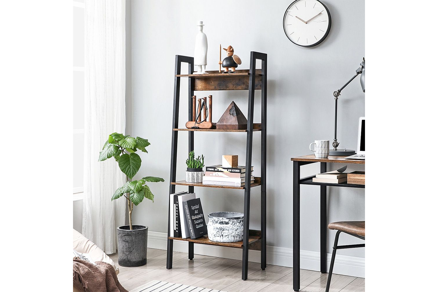 Vasagle Ladder Shelves | 4 Shelves | Rustic Brown/Black