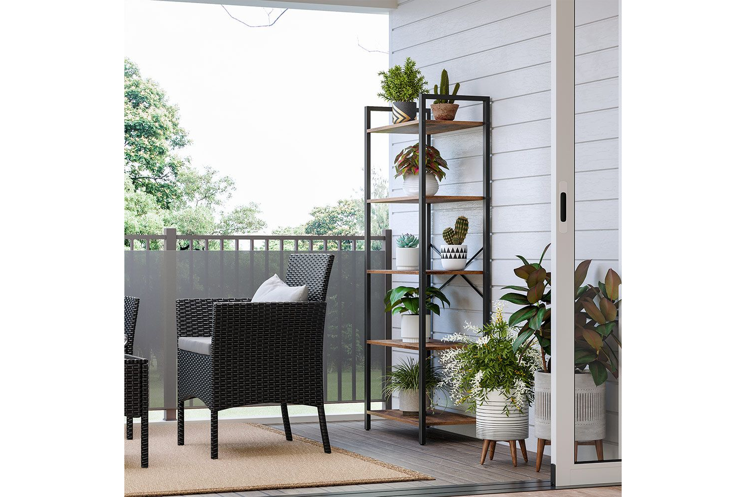 Vasagle Ladder Shelves | 6 Shelves | Rustic Natural/Black