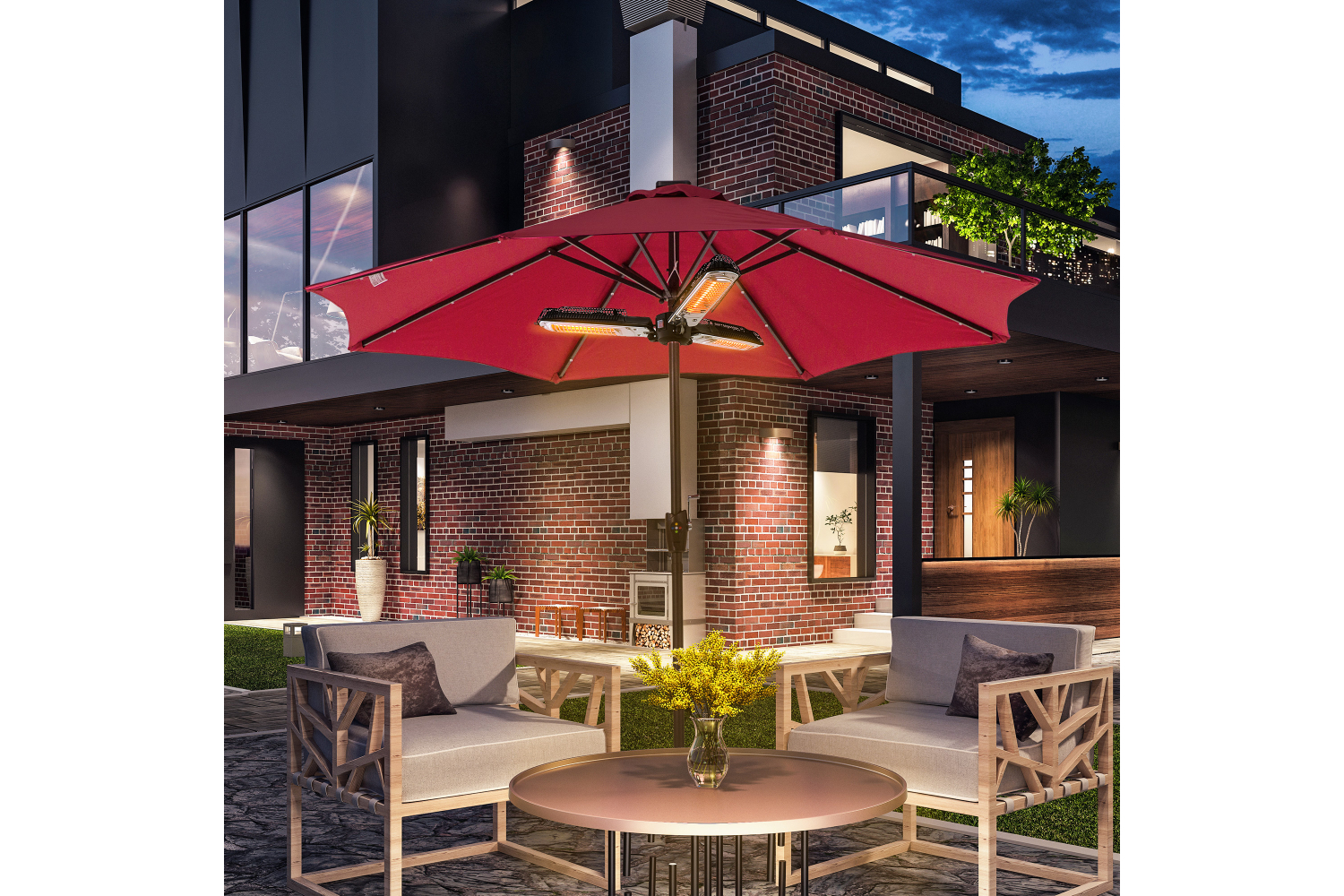 Outsunny 2000W Parasol Mounted Electric Infrared Heater | Black