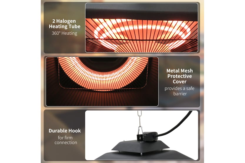 Outsunny 2000W Hanging Halogen Heater | Black