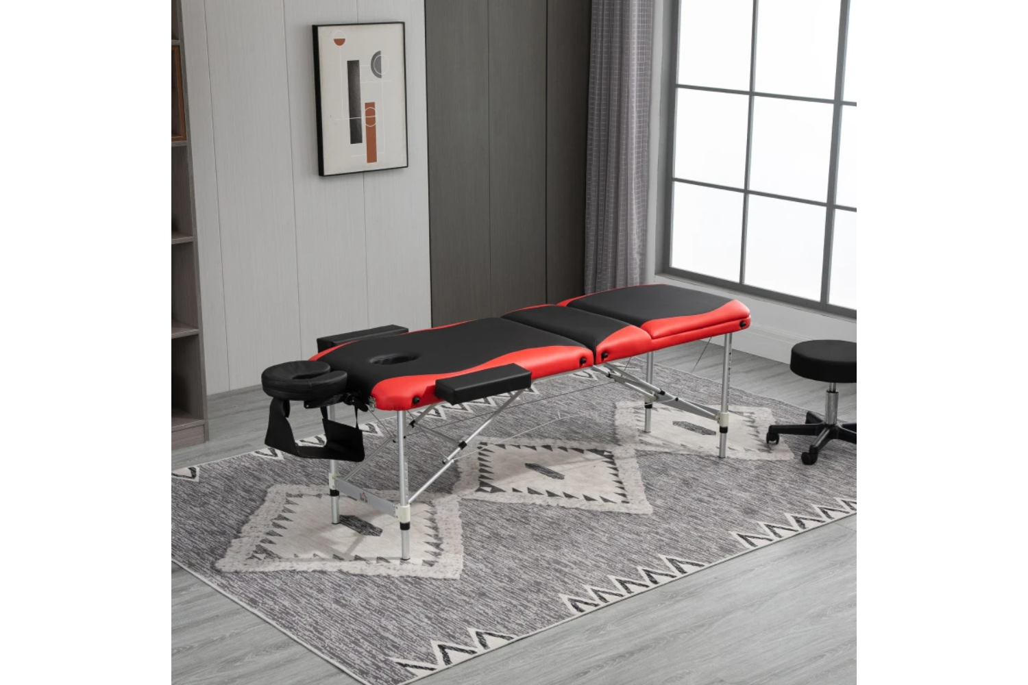 Homcom Professional Portable Massage Table with Headrest | Black/Red