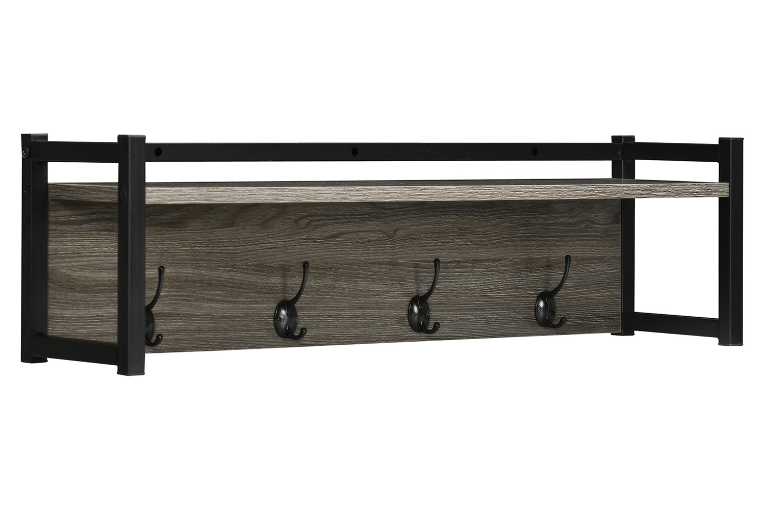 Homcom Wall-Mounted Coat Rack with Open Storage Shelf | Grey