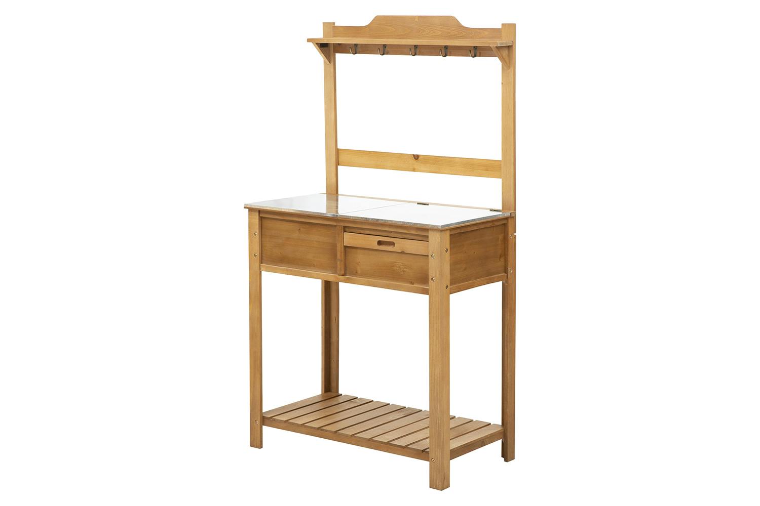 Outsunny Fir Wood Garden Potting Table | Natural