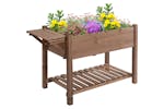 Outsunny Wooden Raised Garden Plant Stand with Shelf | Brown