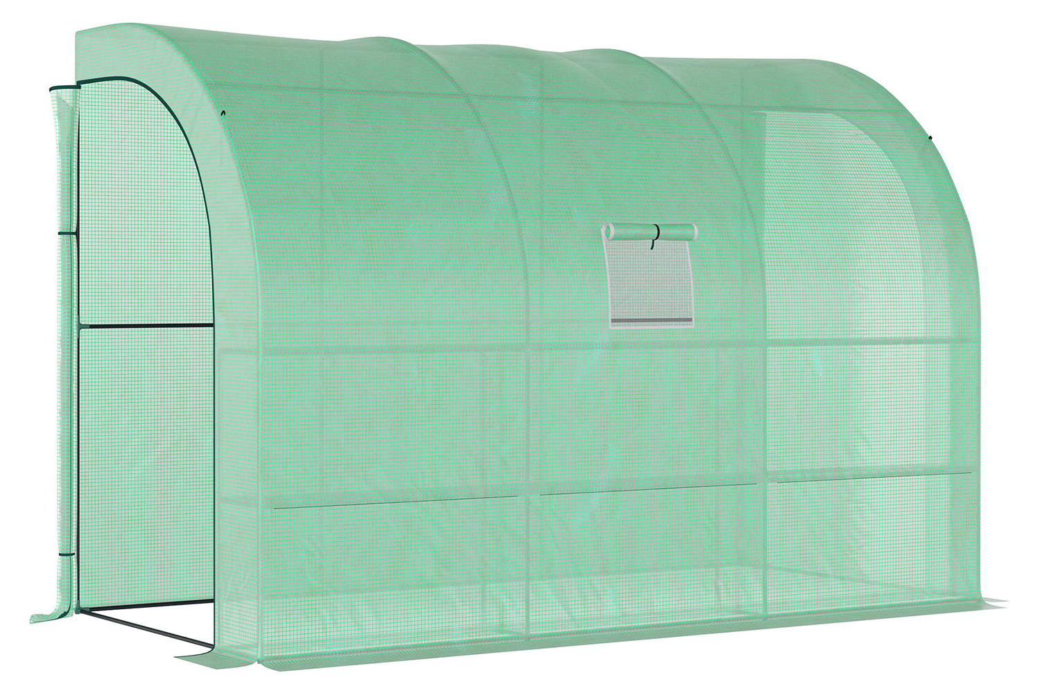 Outsunny Walk-In Lean Wall Greenhouse with Windows and Doors | Green