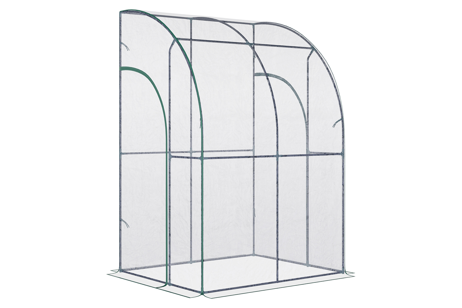 Outsunny Outdoor Tunnel Greenhouse With Zippered Roll Up Door PVC Cover | Clear/Green