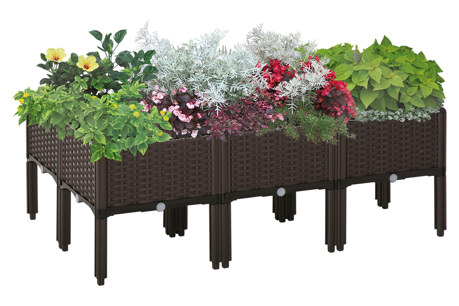 Outsunny Garden Raised Bed | Brown | 6 Pieces