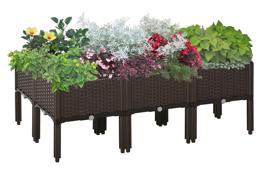 Outsunny Garden Raised Bed | Brown | 6 Pieces