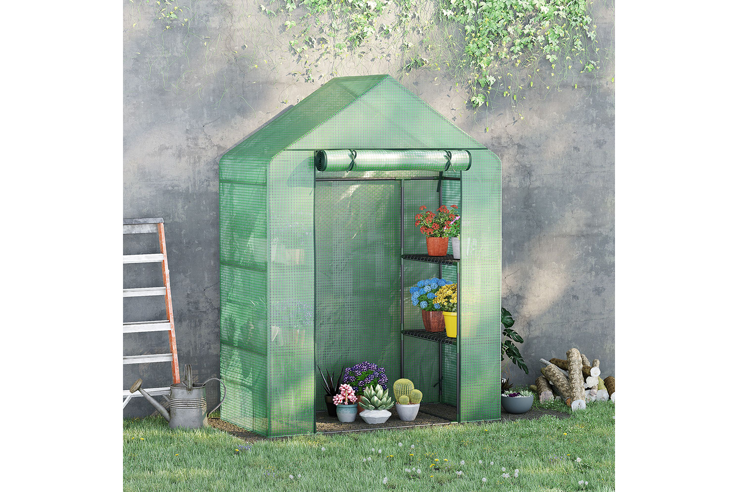 Outsunny Outdoor Walk in Greenhouse | Green