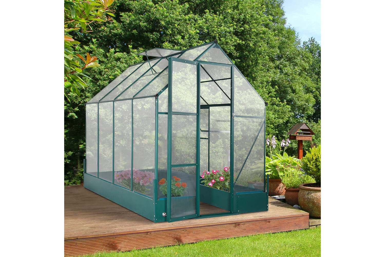 Outsunny Outdoor Walk-in Greenhouse | Transparent/Green