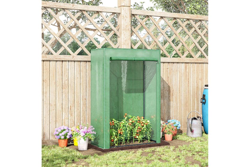 Outsunny Greenhouse Cover with Zipper Roll-Up Door | Green