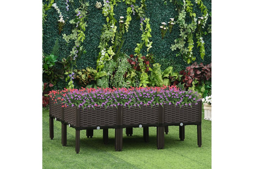 Outsunny Garden Raised Bed | Brown | 6 Pieces