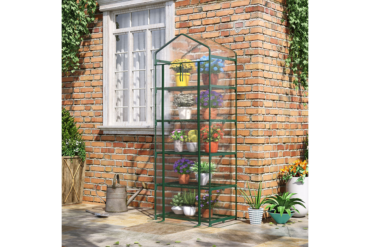 Outsunny Outdoor 5 Tier Greenhouse Flower Stand | Green