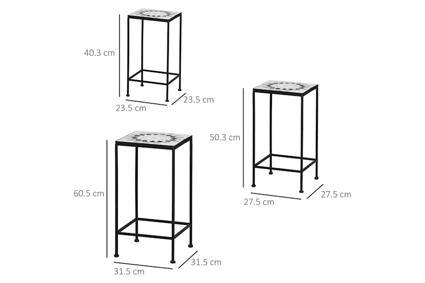 Outsunny Metal Plant Stand | 3 Piece | Black/White