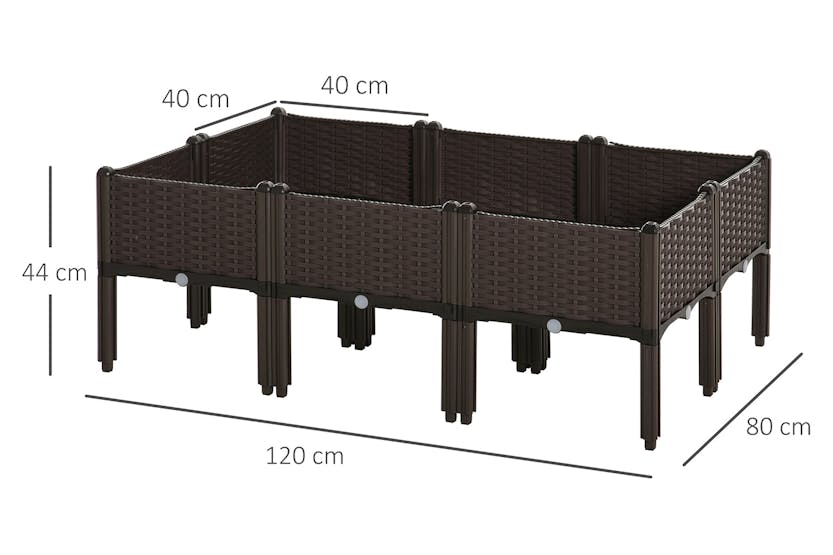 Outsunny Garden Raised Bed | Brown | 6 Pieces