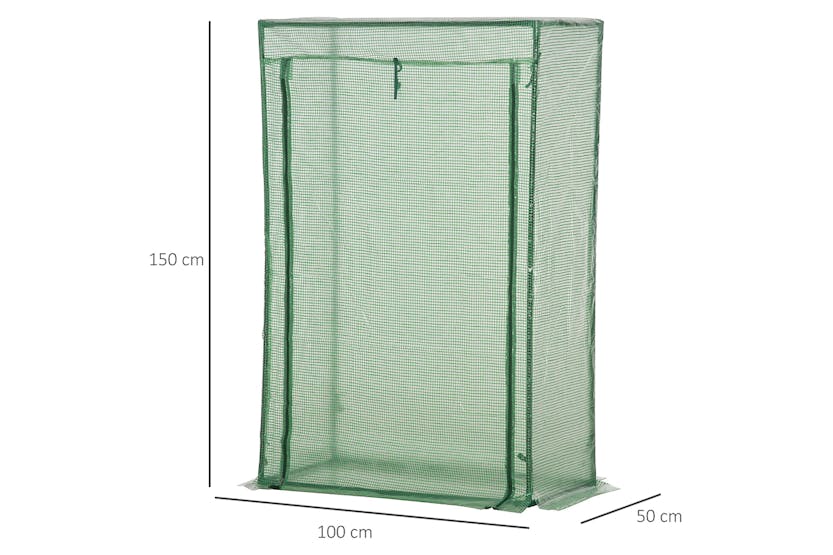 Outsunny Greenhouse Cover with Zipper Roll-Up Door | Green