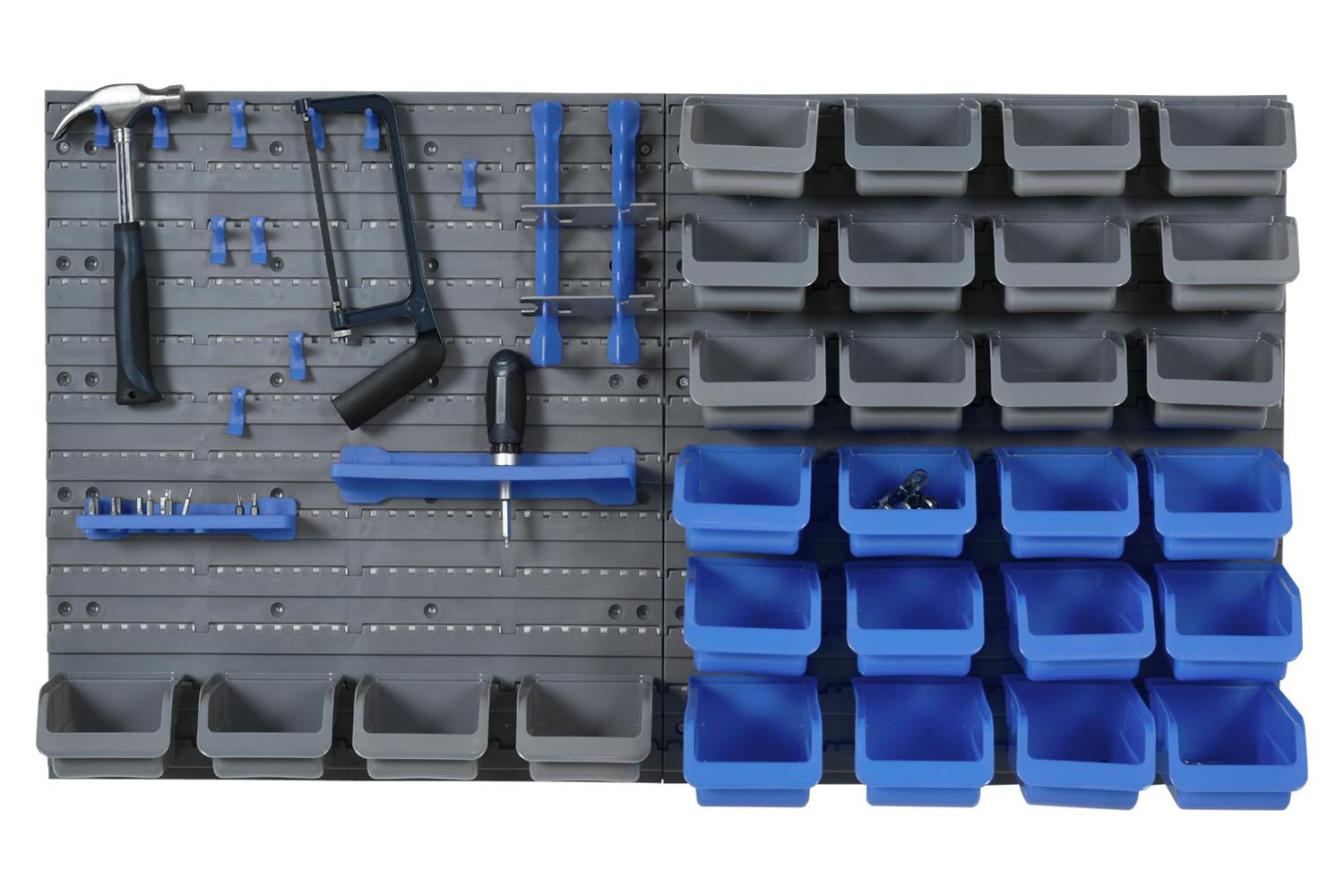 Durhand Wall Mounted Tool Organizer Rack Kit | Blue/Grey | 44 Pieces