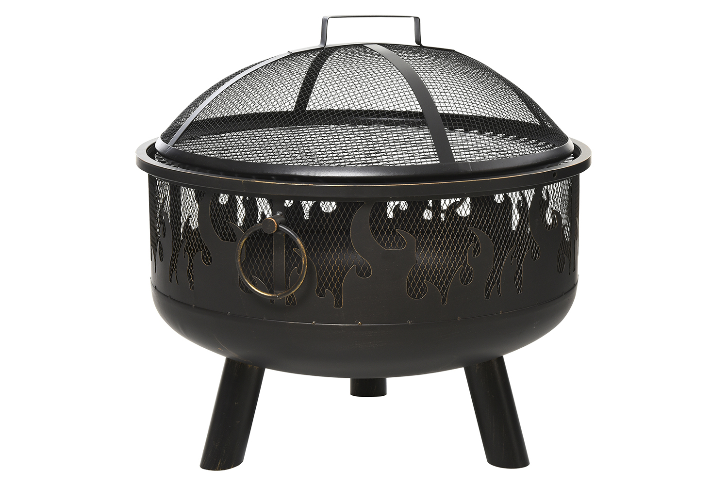 Outsunny Fire Pit with Grill Cooking Grate Poker | Black