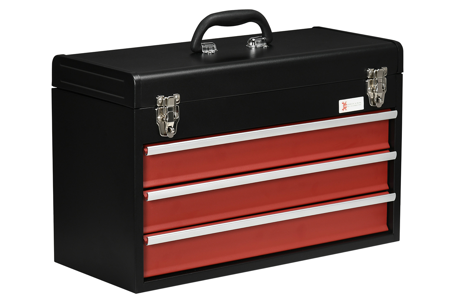 Durhand 3 Drawer Lockable Metal Tool Box with Ball Bearing | Black/Red