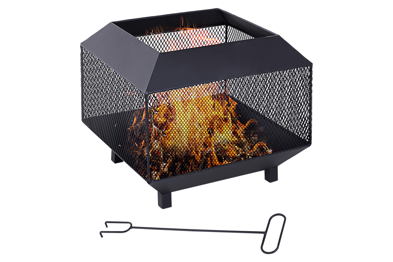 Outsunny Outdoor Steel Stove with Poker Tool | Black