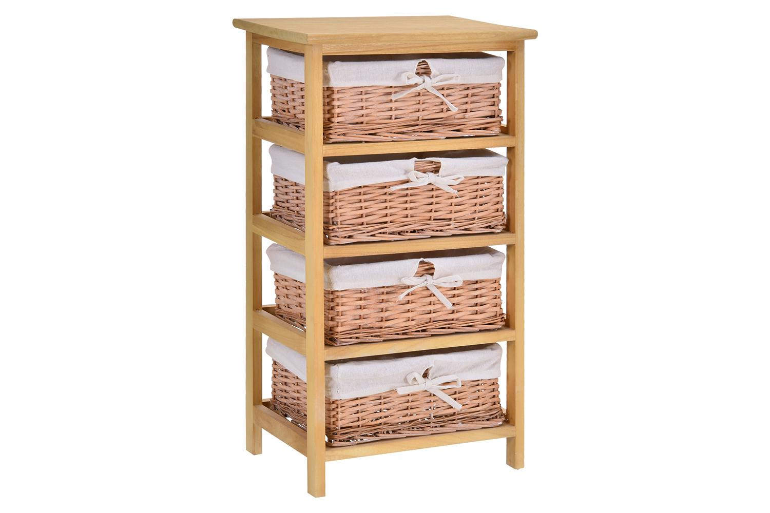 Homcom Wicker 4-Tier Storage Basket Shelf | Brown