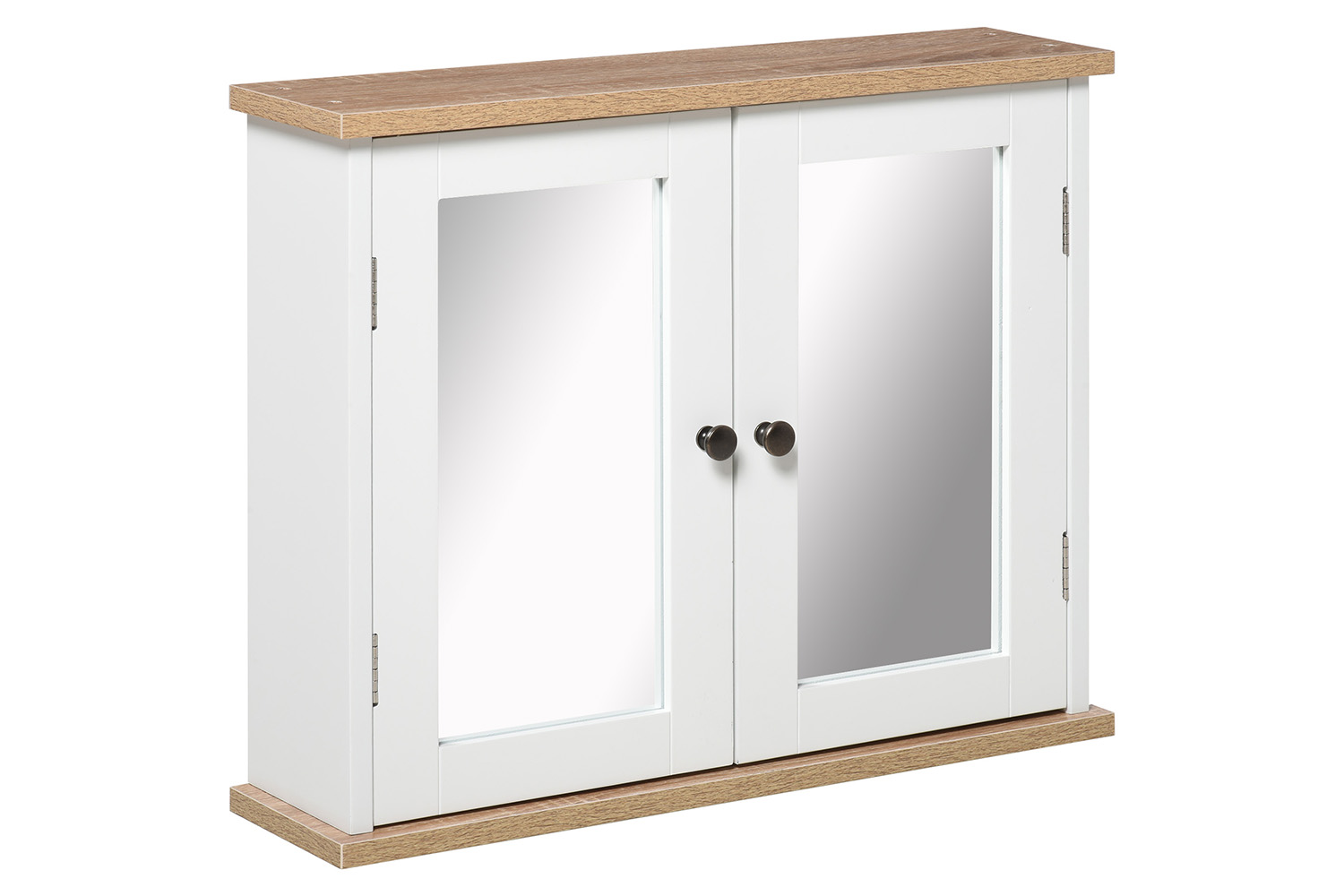 Kleankin Wall Mounted Bathroom Mirror Cabinet | White/Wood Grain