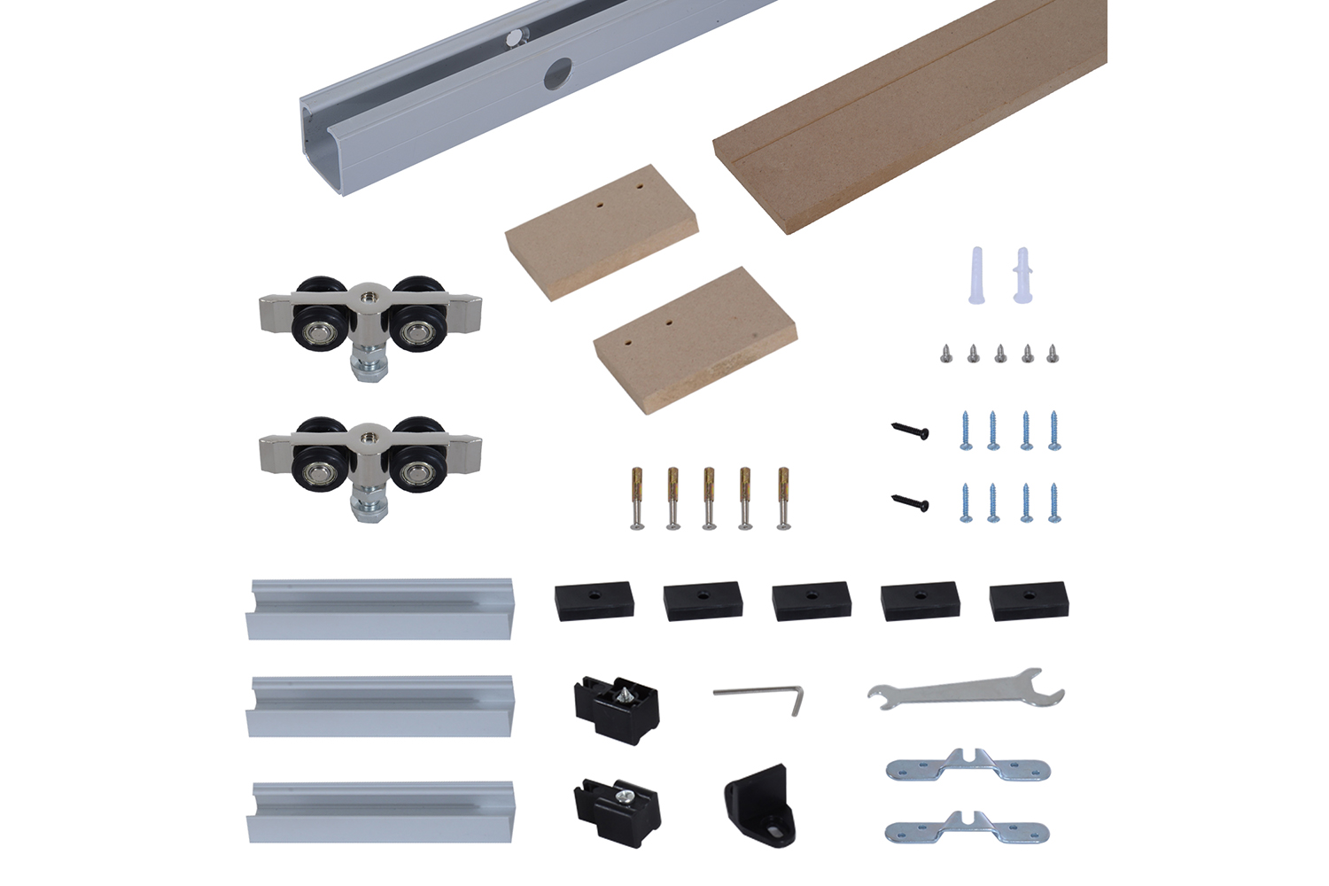 Homcom MDF Sliding Barn Door Track Kit | Brown