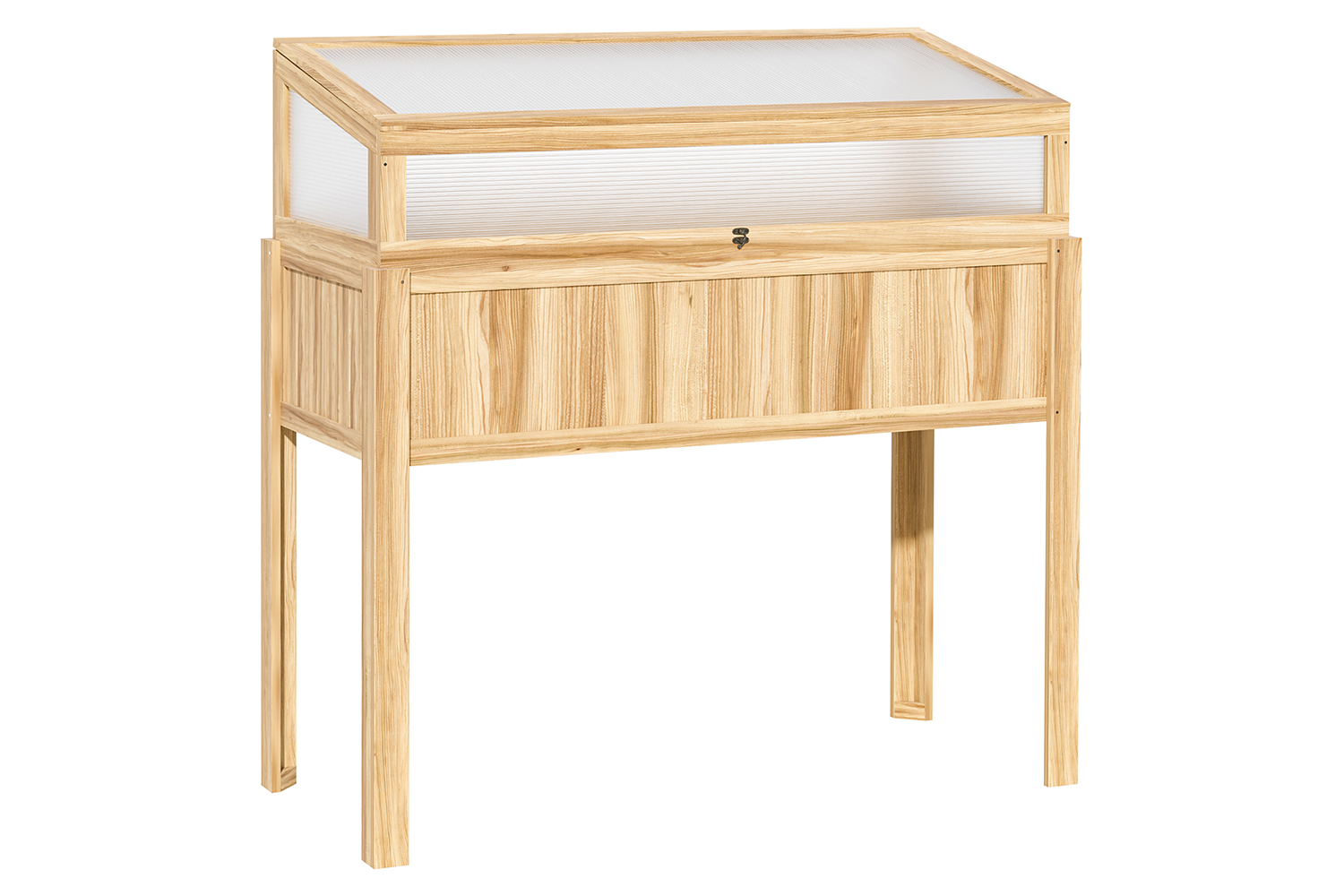 Outsunny Raised Garden Bed 2-in-1 Wood Cold Frame Greenhouse With Elevated Garden Box | Natural