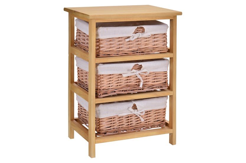 Homcom Wicker 3-Tier Storage Basket Shelf | Brown