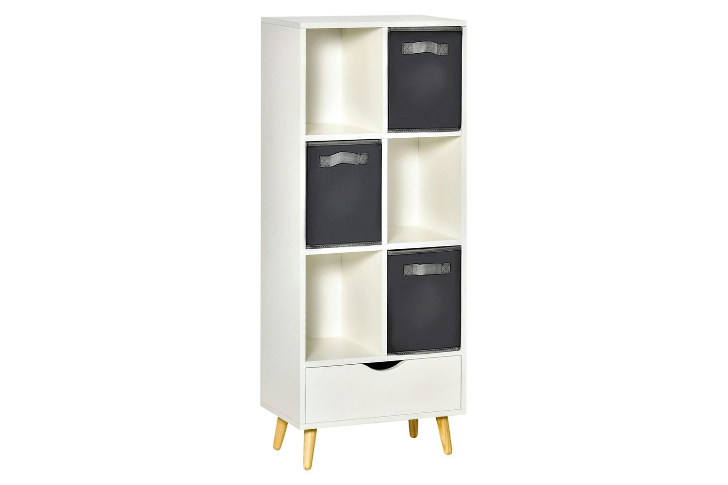 Homcom Modern Bookcase With 6 Cubes | White/Grey