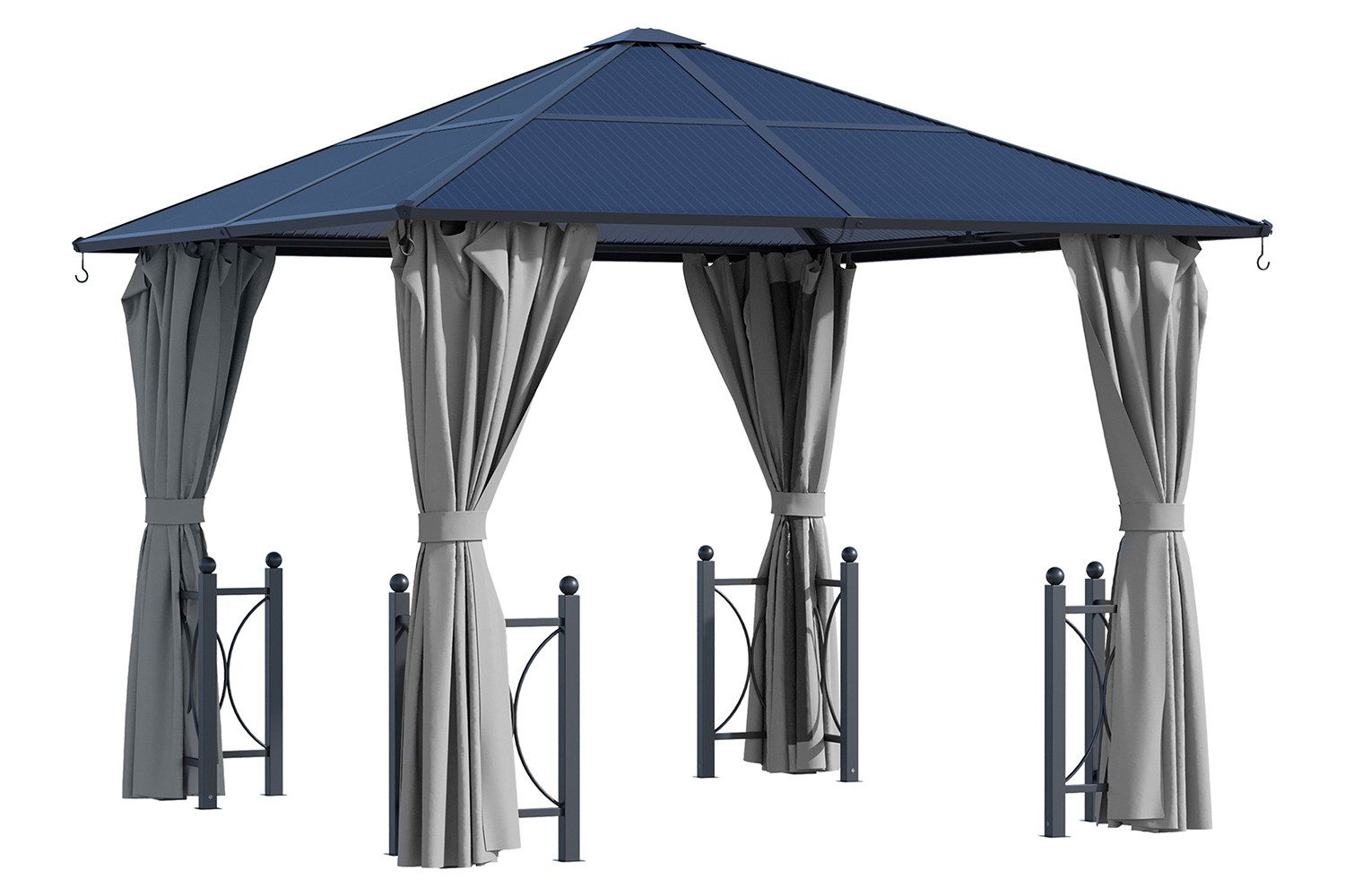 Outsunny Outdoor Aluminium Alloy Gazebo with Curtains | Black/Dark Grey