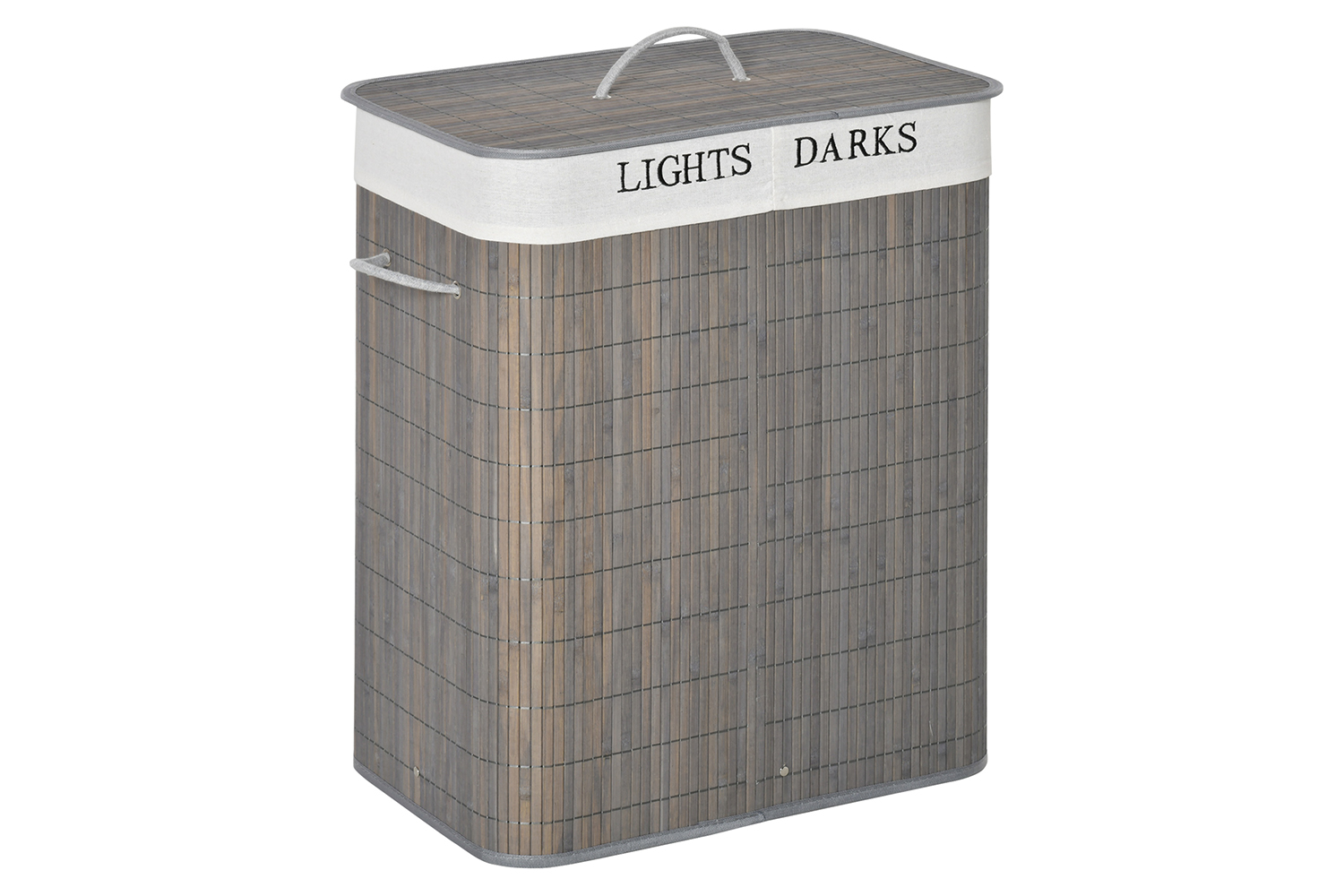 Homcom 100L 2 Compartment Bamboo Laundry Basket | Grey