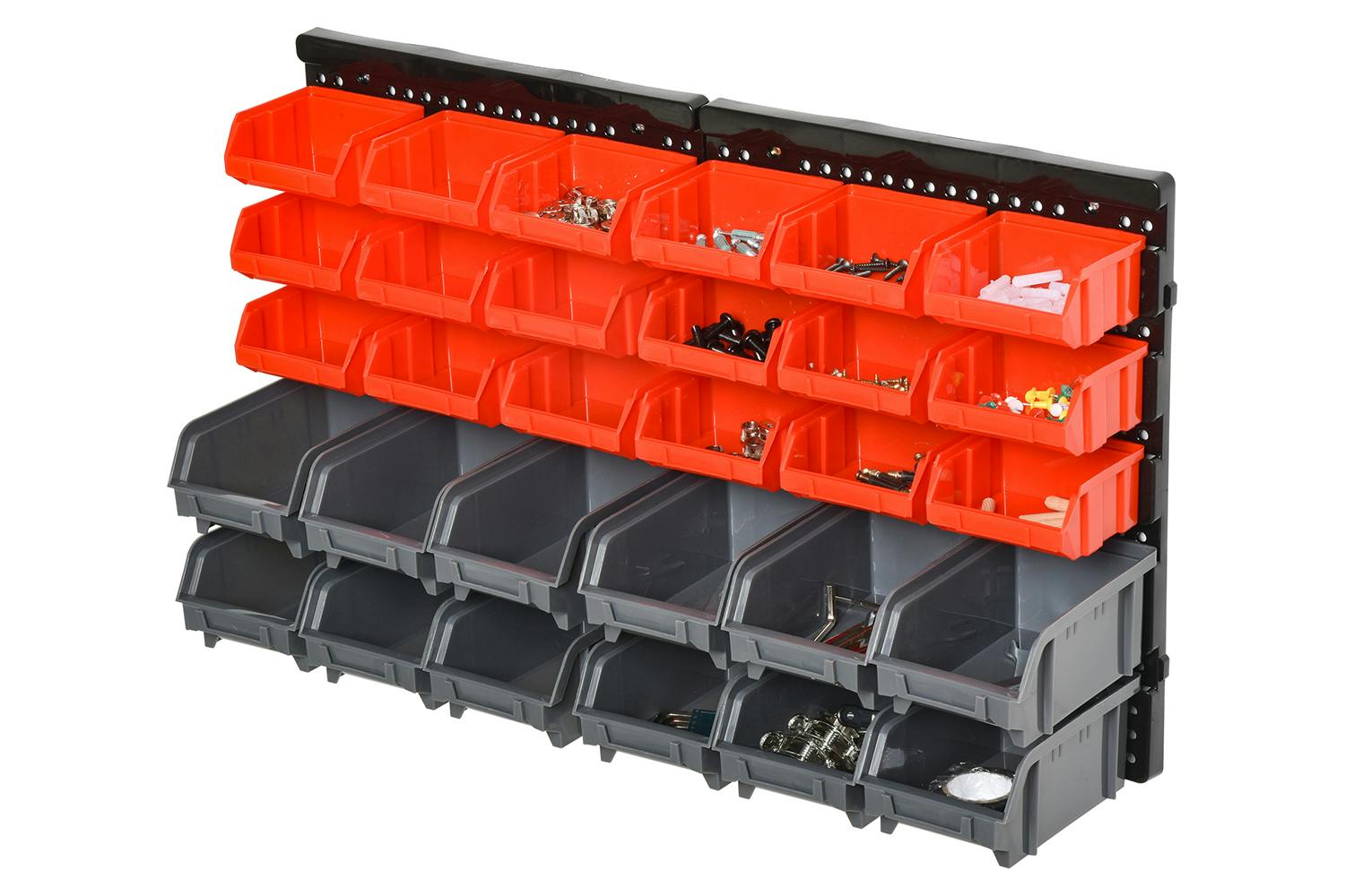 Durhand Wall Mounted 30 Compartment Tool Hardware Organiser | Red/Grey