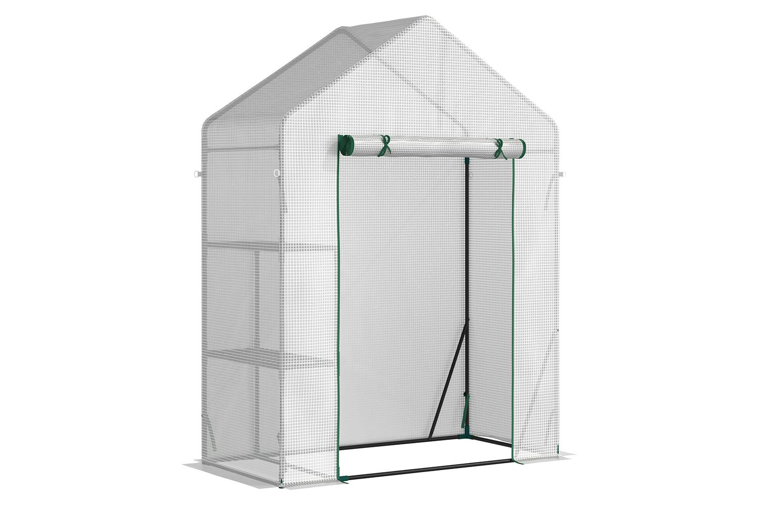 Outsunny 2 Tier Portable Gardening Plant Greenhouse | White