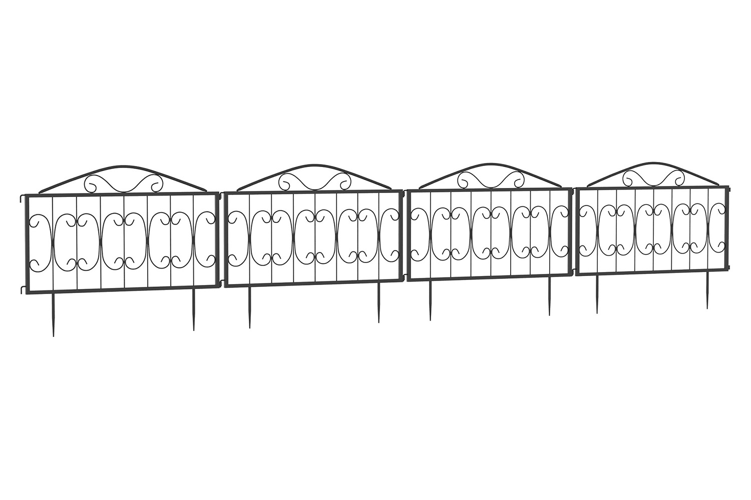 Outsunny Outdoor Picket Fence Panels | 4 Pieces | Black