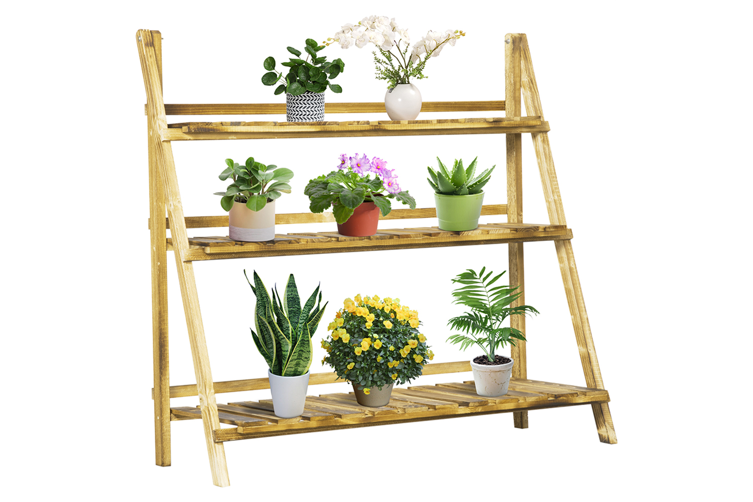 Outsunny Folding Design Flower Shelf | Brown