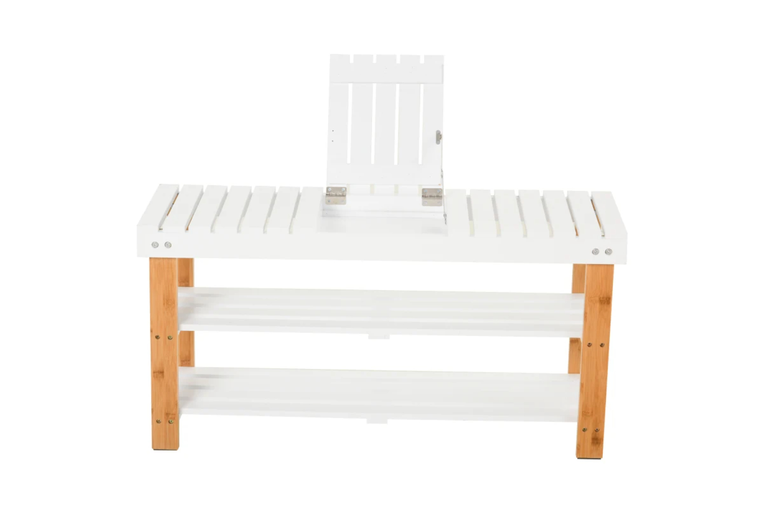 Homcom Hidden Storage Slatted Shoe Rack | Brown/White