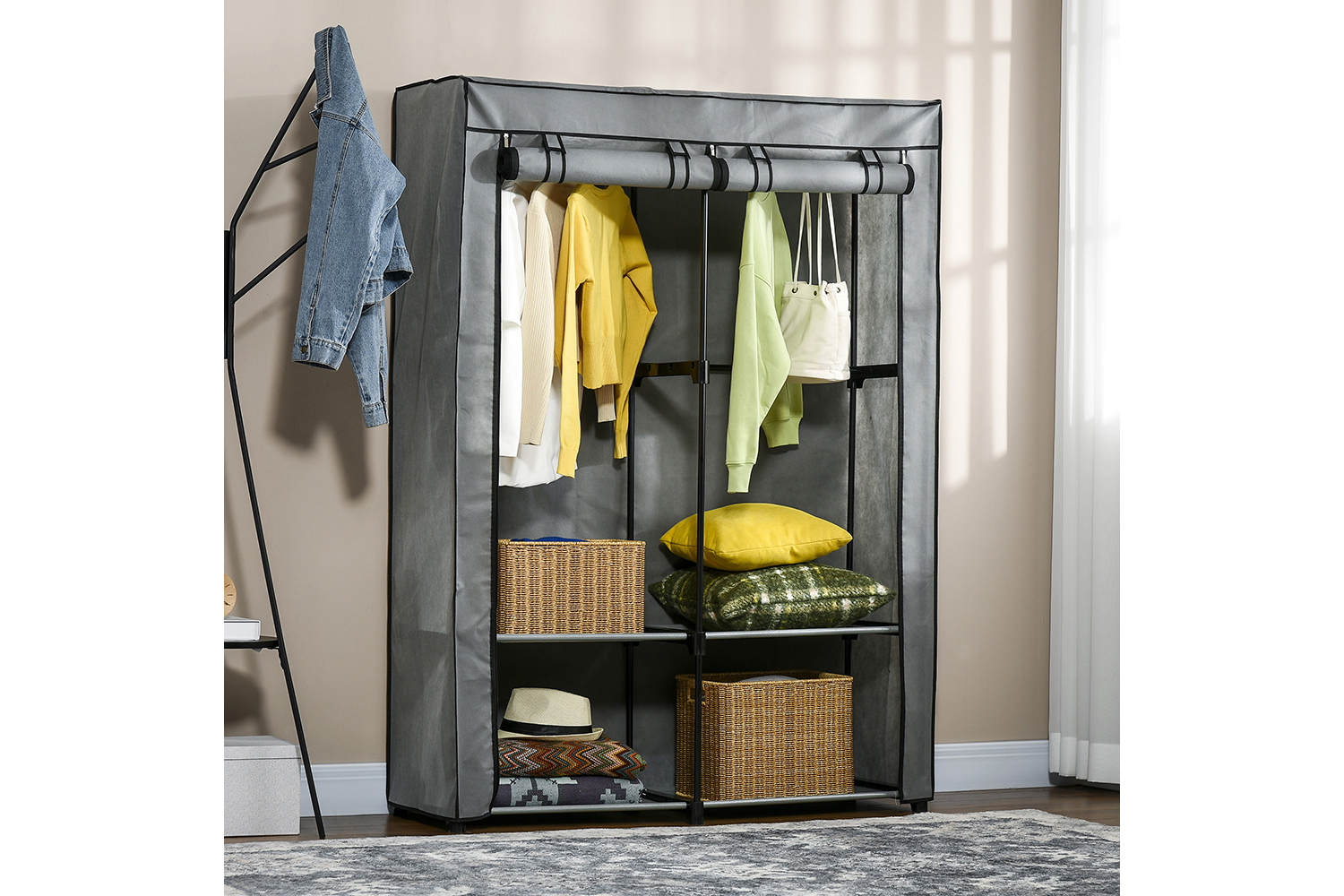 Homcom Portable Fabric Cabinet Wardrobe | Light/Grey