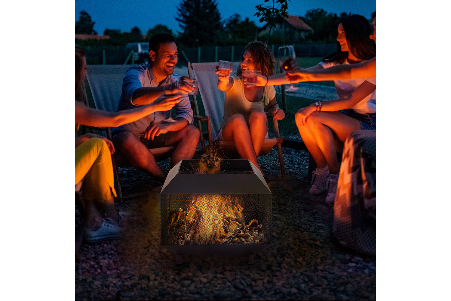 Outsunny Outdoor Steel Stove with Poker Tool | Black