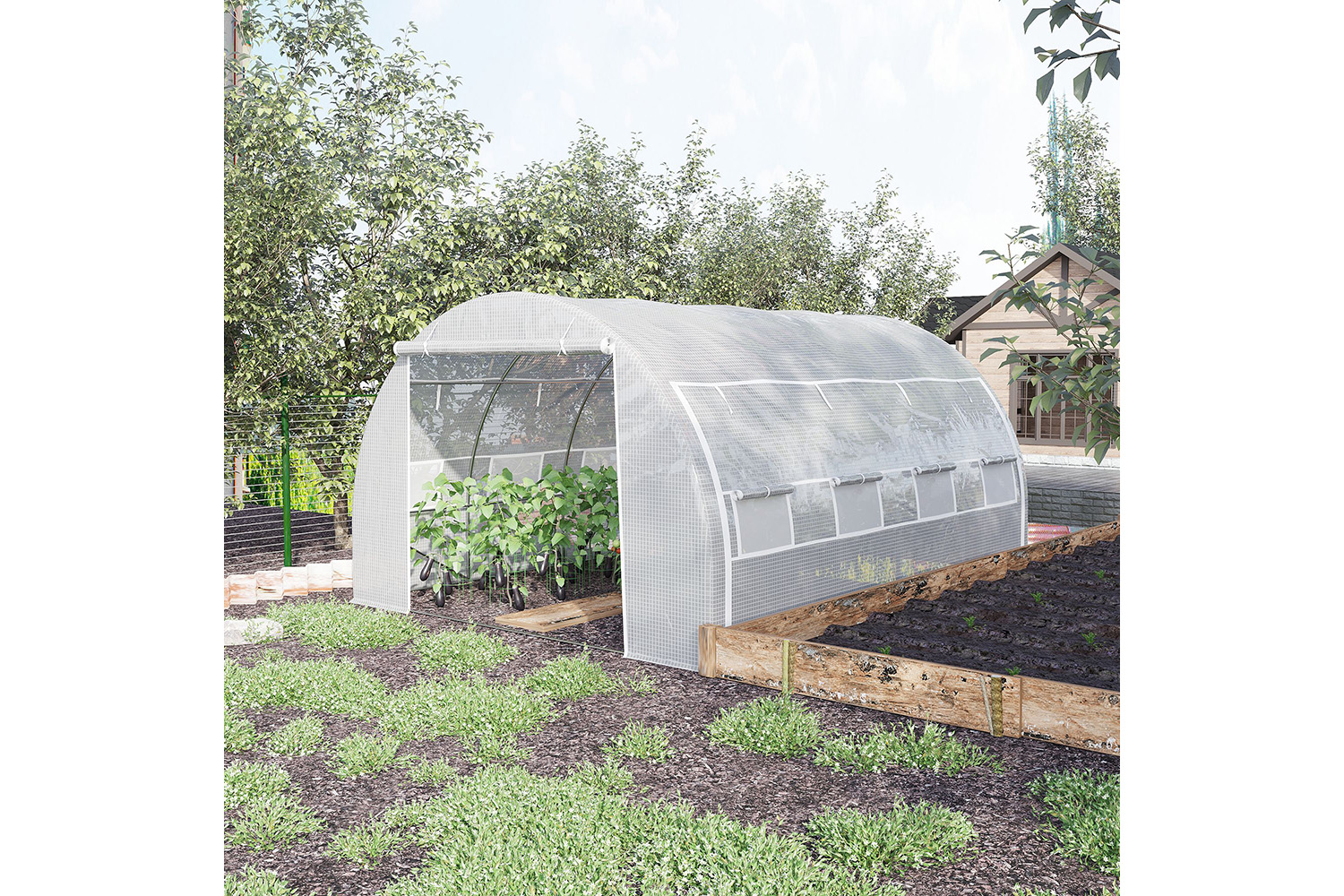 Outsunny Steel Frame Greenhouse | White
