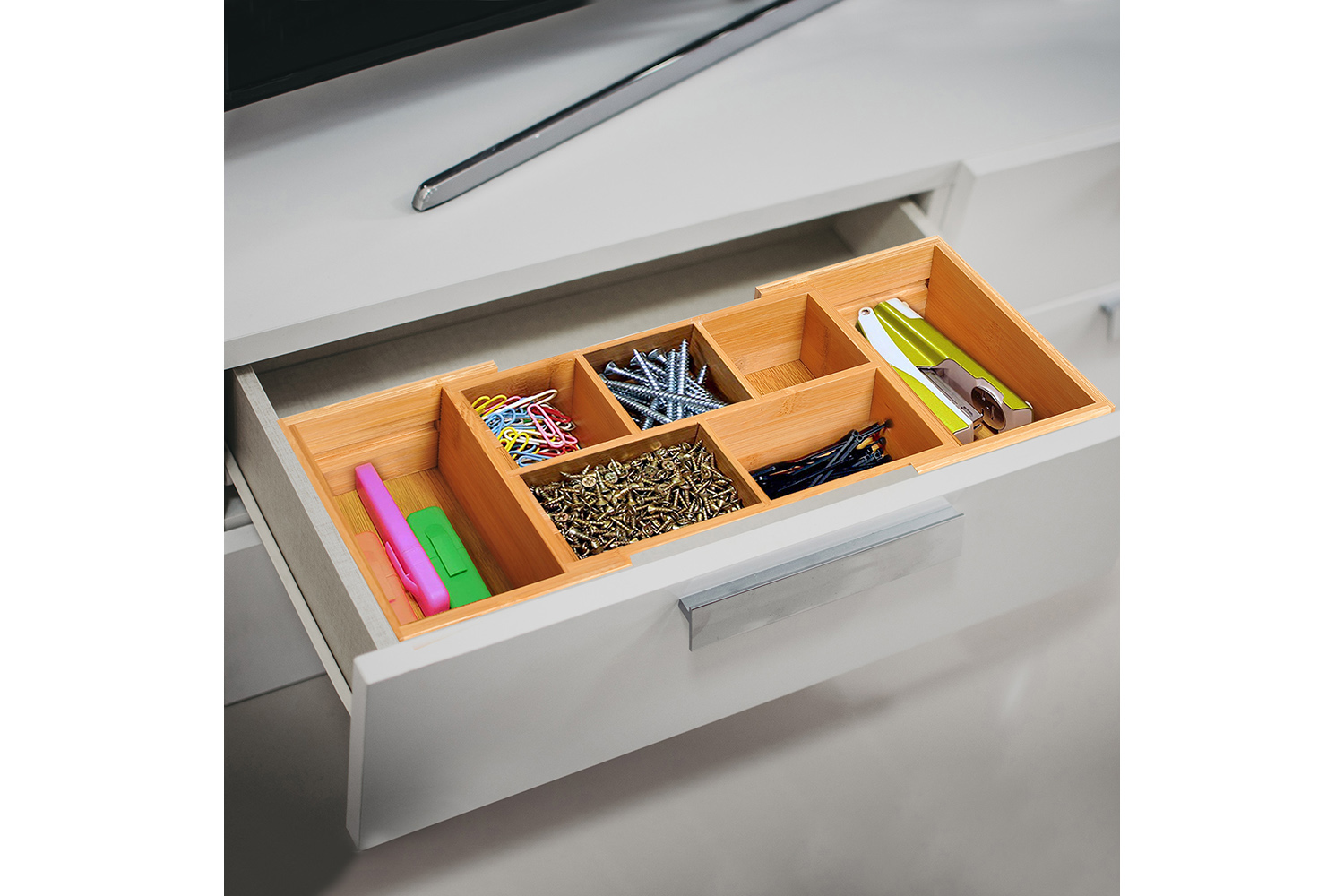Homcom Expandable Drawer Inserts Wooden Storage Holder Kitchen |  Bamboo
