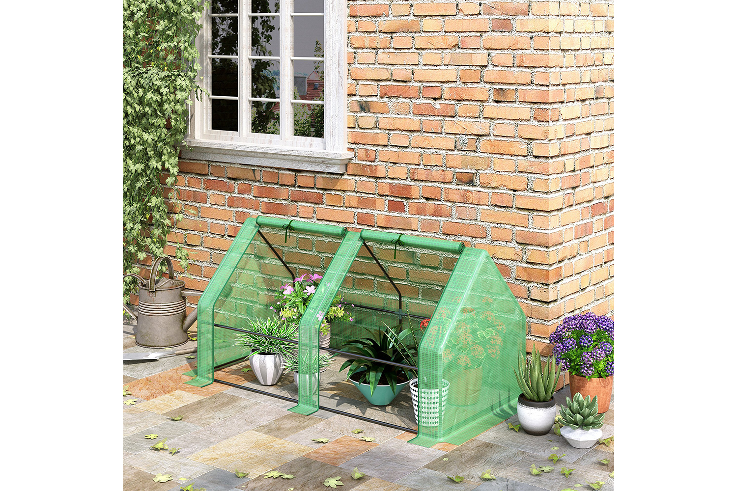 Outsunny Mini Small Greenhouse with Steel Frame | Green