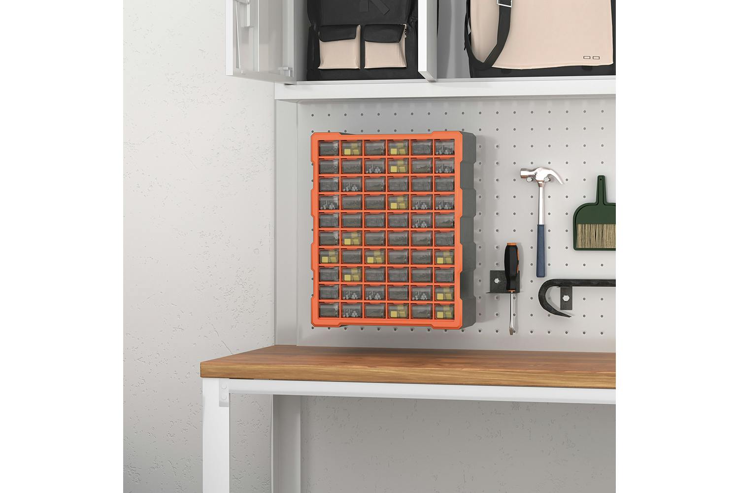 Durhand 60 Drawers Wall Mount Tools Storage Cabinet | Orange