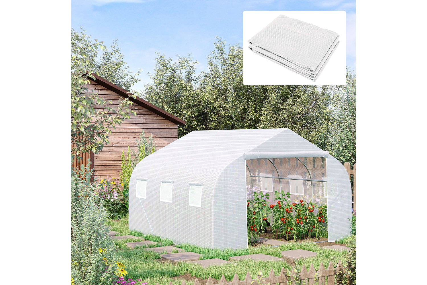 Outsunny Replacement Walk In Greenhouse Cover | White