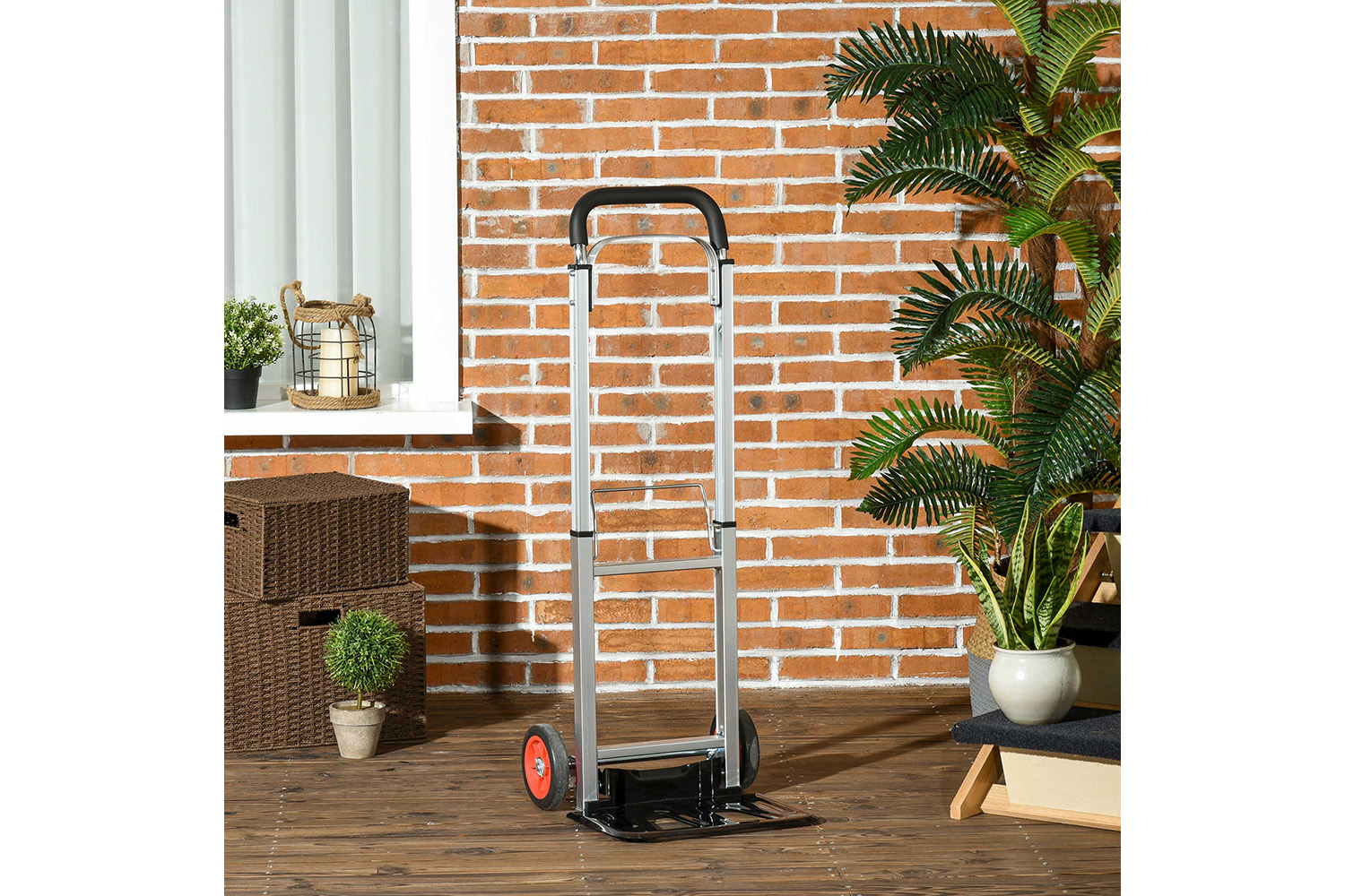 Durhand Heavy Duty Sack Truck Folding with Telescoping Handles | Black/Silver/Red